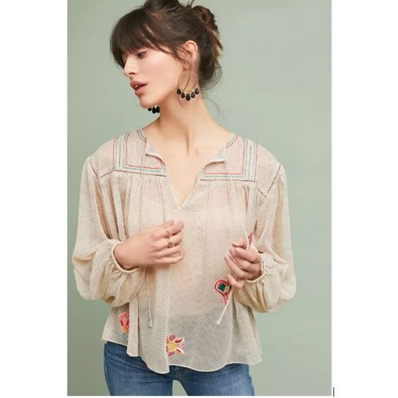 Ranna Gill Tops - Ranna Gill Westown Embroidered Peasant Top from Anthropologie - Size Small -EUC